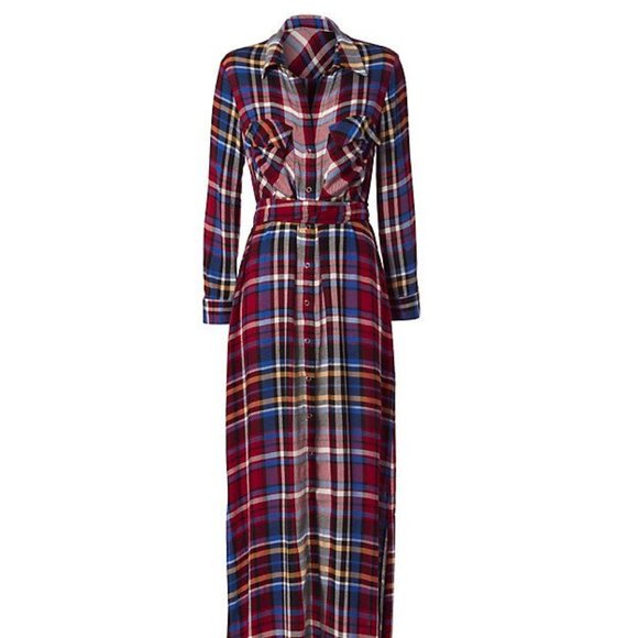 L'AGENCE Plaid multi color flannel maxi dr… - Picture 2 of 12
